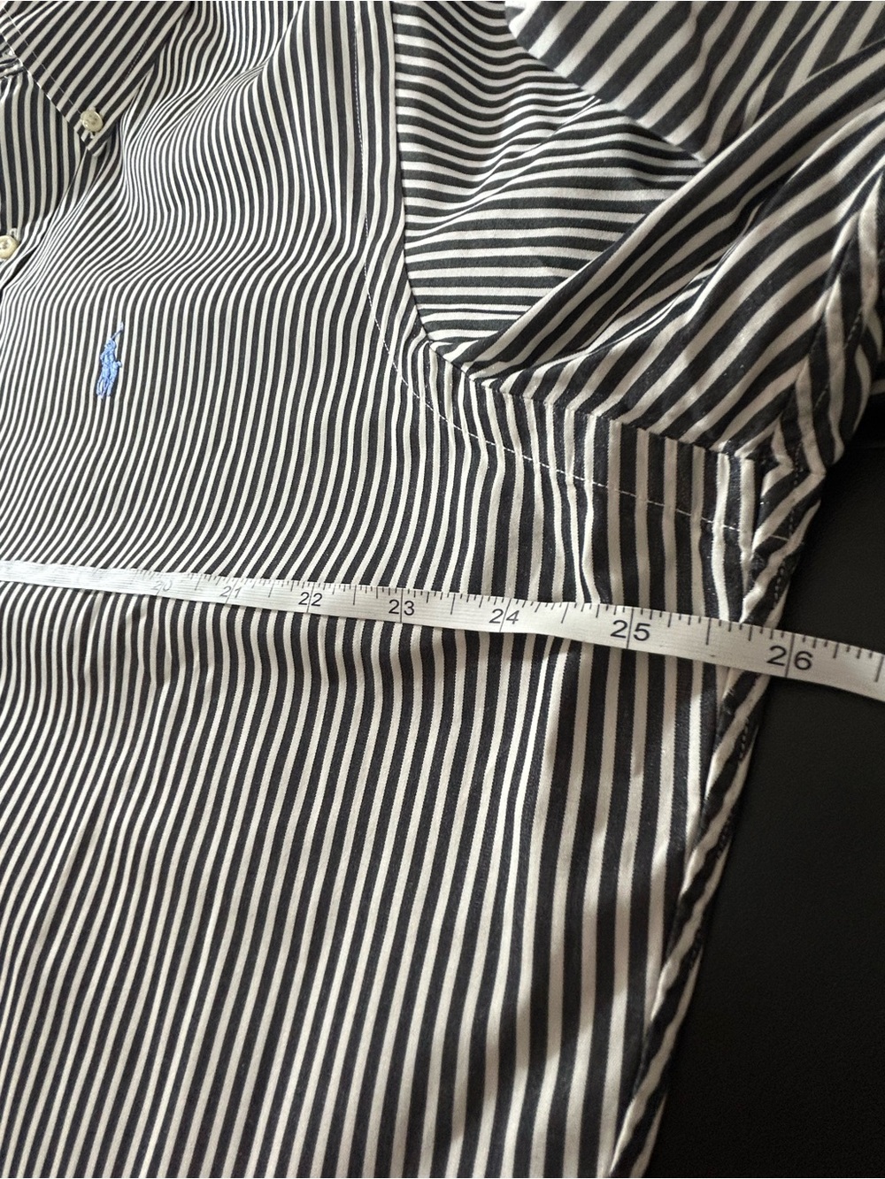 Ralph Lauren Classic Fit Black White Striped Button Down Shirt Womens L - Picture 6 of 6